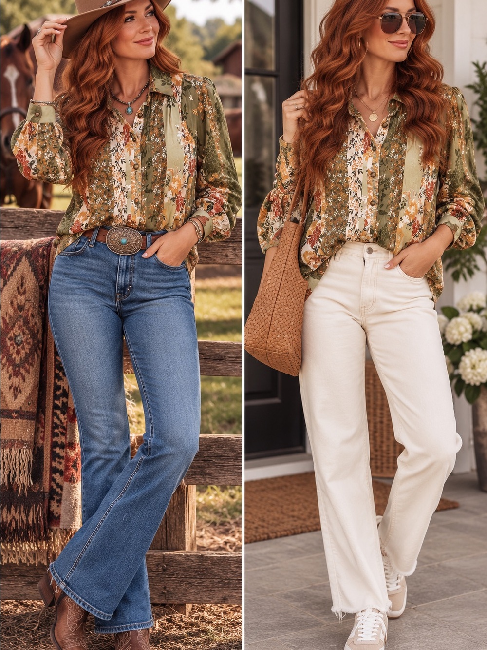 ✨ NWT Andrée by UNIT Floral Patchwork Button-Front Blouse